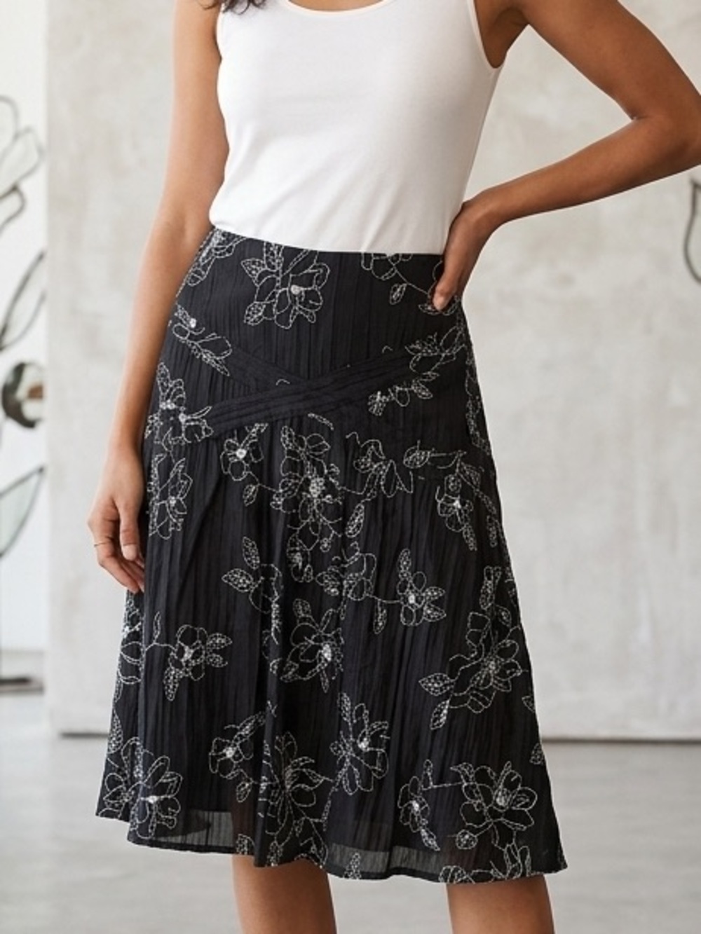 Simons Contemporaine Printed Crinkle Skirt